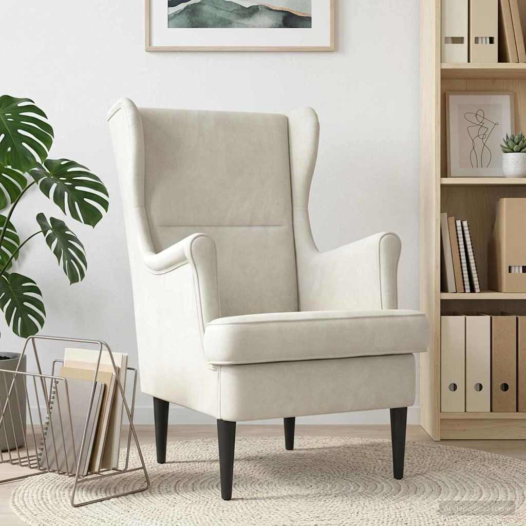 Cream Velvet Armchair