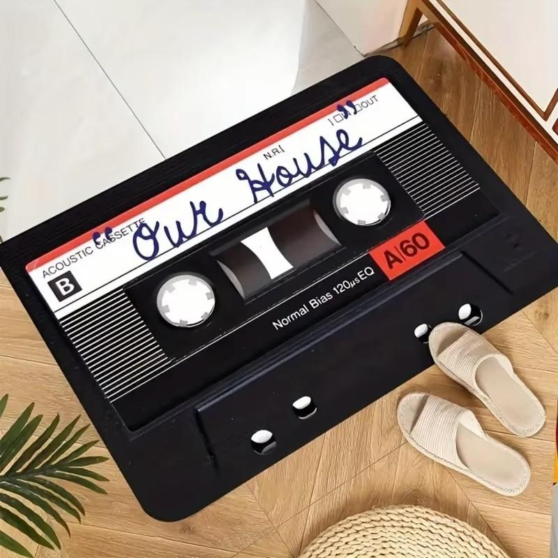 Retro Cassette Tape Pattern Door Mat Living Room Entrance Welcome Mat Bedroom Bathroom Non-slip Floor Mat Balcony Hallway Rugs