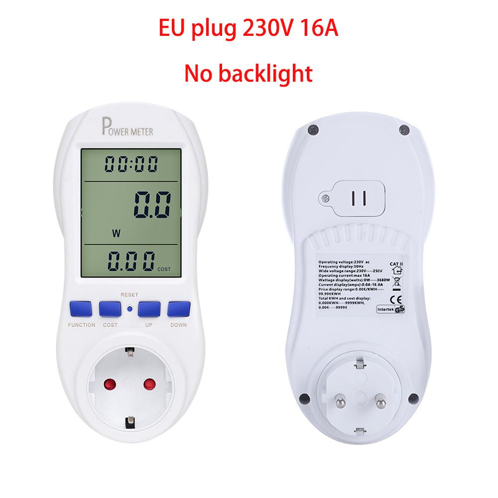 EU Plug Power Consumption Meter Socket Energy Digital Watt Meter AC Current Monitor Wattmeter Electricity Costs Calculate