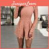 Elegant Fashion Womens Casual Romper Dress Lace Long Sleeve Sexy Jumpsuit Short