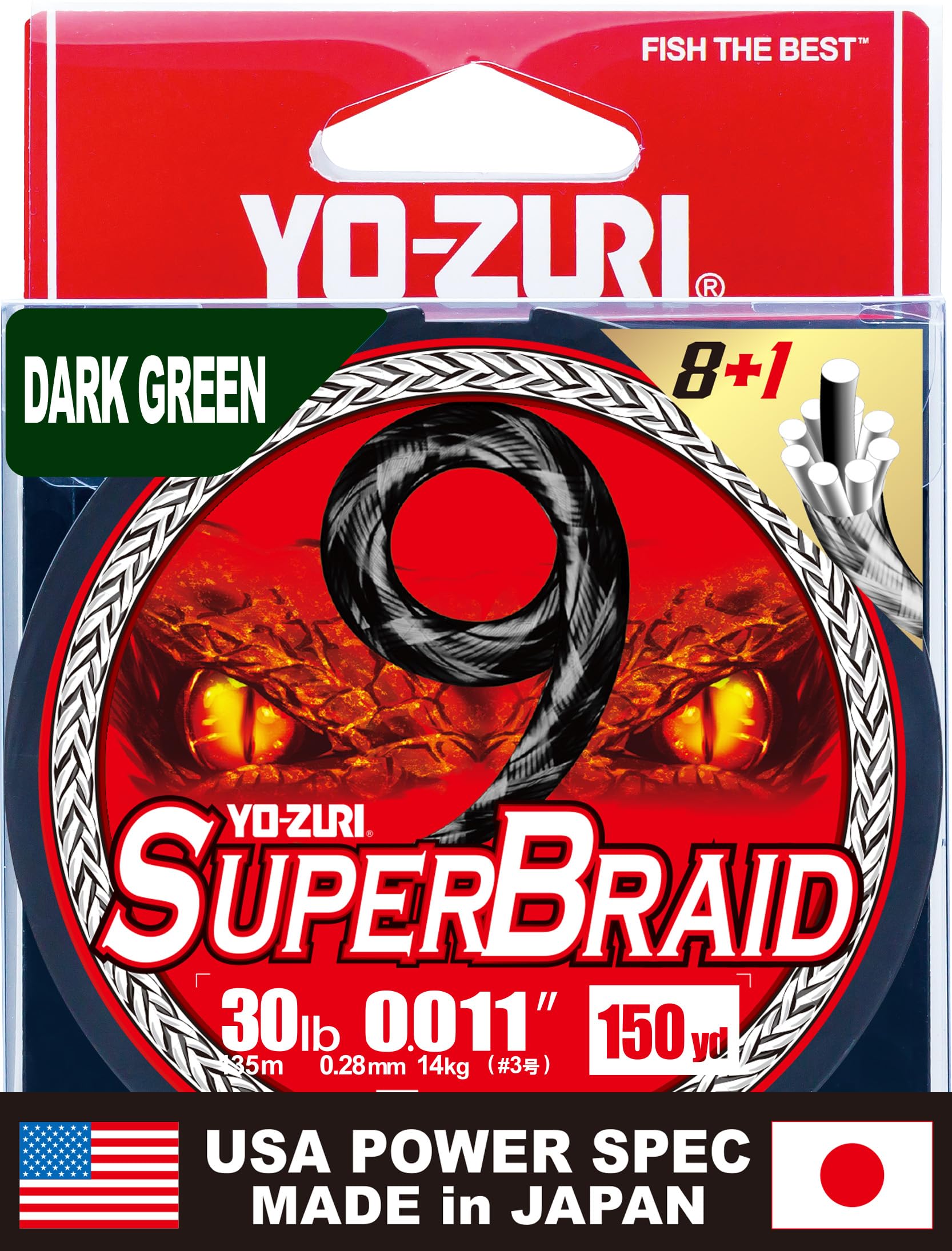 

Плетеный шнур PE Super Braid 9 150 ярдов 30 фунтов Темно-зеленый цвет YO-ZURI