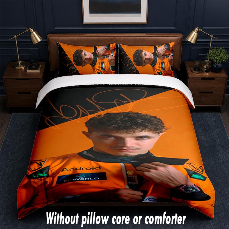 Lando Norris Design Bed Bedding Set 1 Duvet Cover + 2 Pillowcases Soft Breathable Household Bed Linens