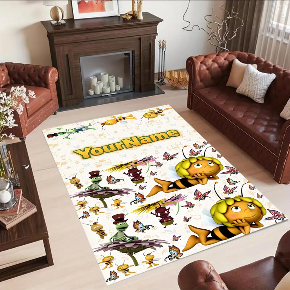 Biene Maja Personalized Text Floor Mat Perfect for Kitchen Dining Room Bedrooms Game Room Anti-slip Rug Office home decor Best for Christmas