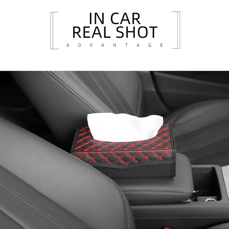

Car Tissue Box Pu Leather Auto Paper Towels Holder For Dashboard Armrest Office Home Desk Auto червоний/чорний
