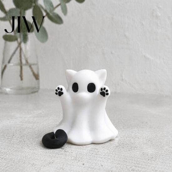 Halloween-Themen-Raumdekoration Geist Katze Statue, Niedliche Figur, Cartoon-Feiertags-Sammlerfiguren Gruselige Dekoration für Zuhause Büro Schreibtisch Dekor