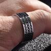 New Vintage 8mm Black Pattern Ring for Men and Women