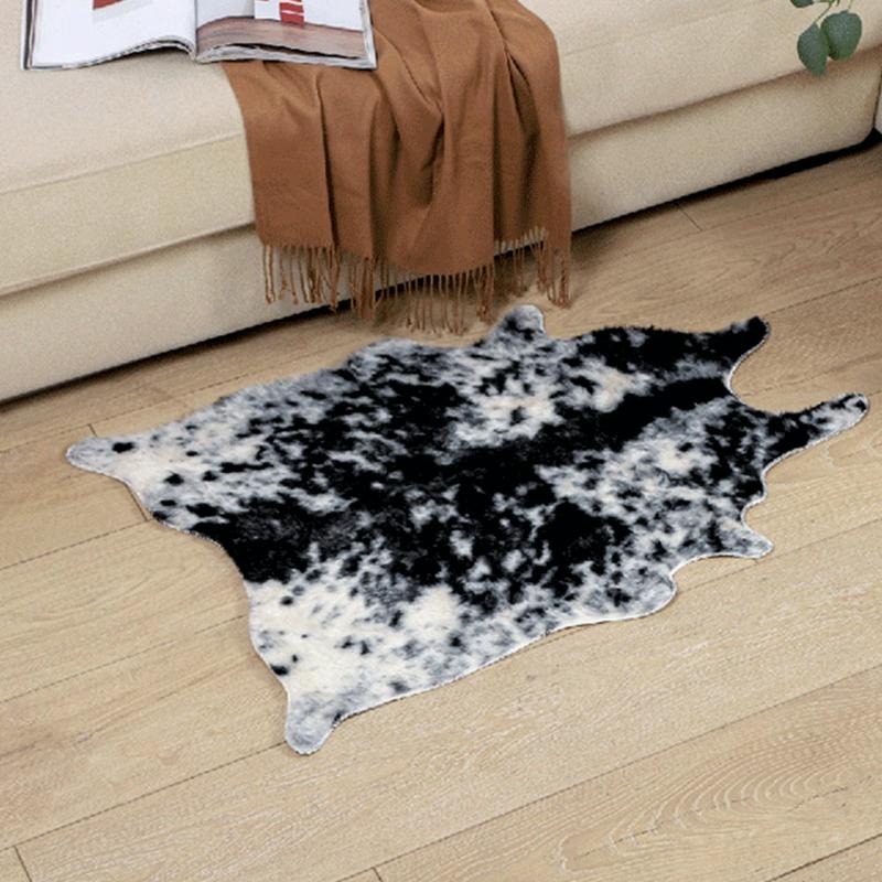 Large Size Cow Printed Cowhide Faux Skin Leather NonSlip Antiskid Mat Carpet for Living Room