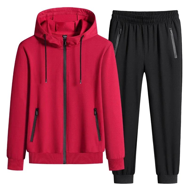 Plus Size Tracksuits Men Sportswear Sets Spring Autumn Clothing Hooded Pants Suit Male 2 Pieces Sweatshirt + Sweatpants 6XL