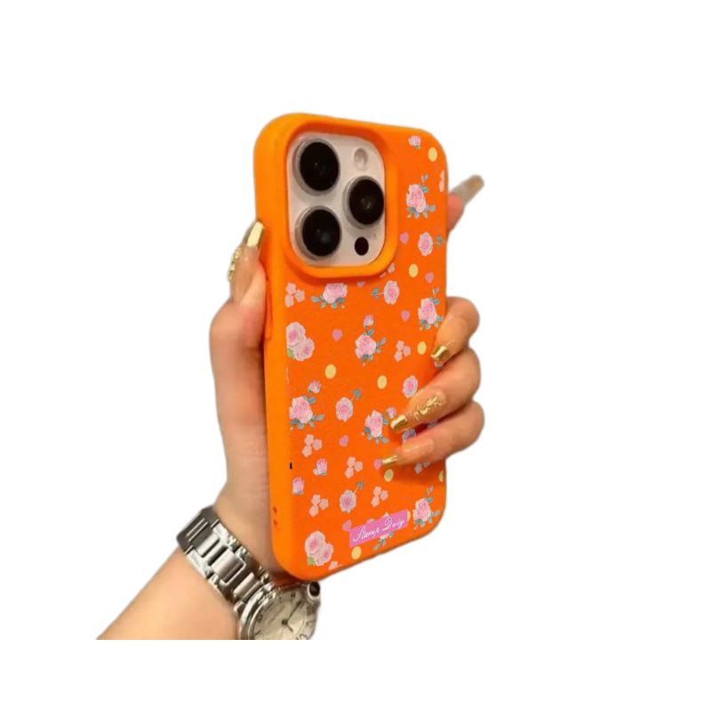 Květinový kryt s texturou liči pro Apple iPhone 15, 16, 17 Pro Max, Měkký obal