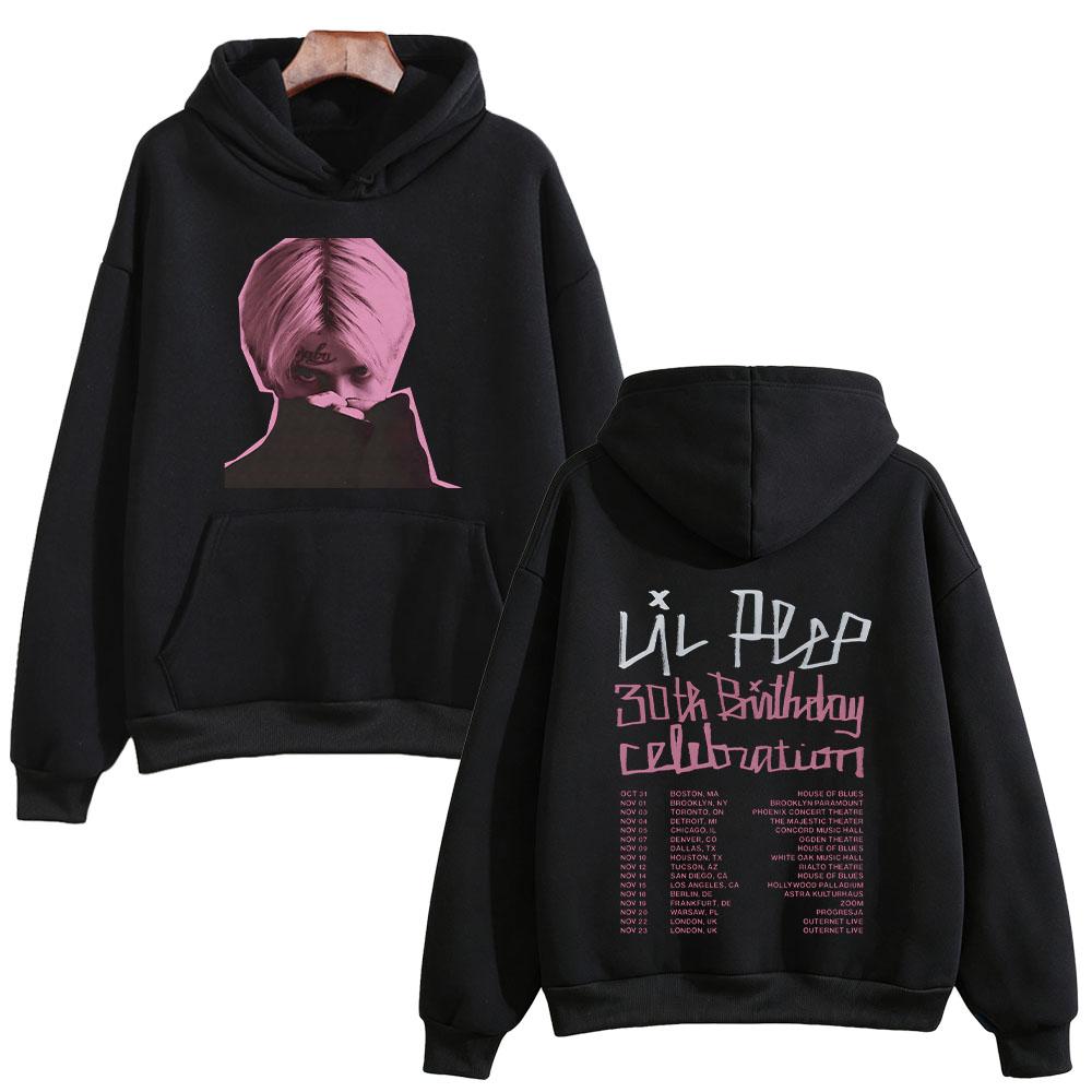 Lil Peep 30. Geburtstag Feier Tour Hoodies 2026 Mode Herren Damen Hip Hop Langarm Pullover Pop Musik Sweatshirt Kleidung XS schwarz