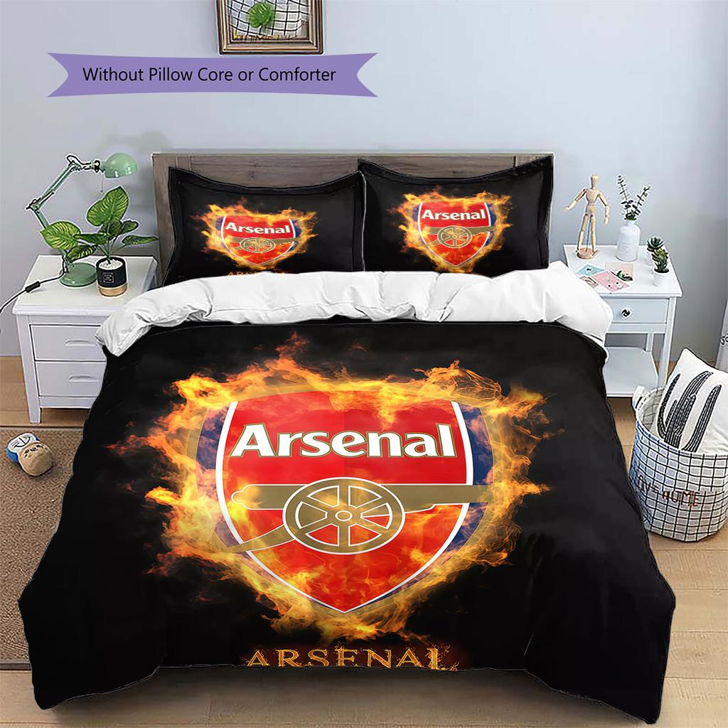 Arsenal F Pattern Bedding,Quilt Set Quilt Cover Pillowcase Home Birthday Gift(1 * Duvet Cover + 2 * Pillowcase, Without Core)