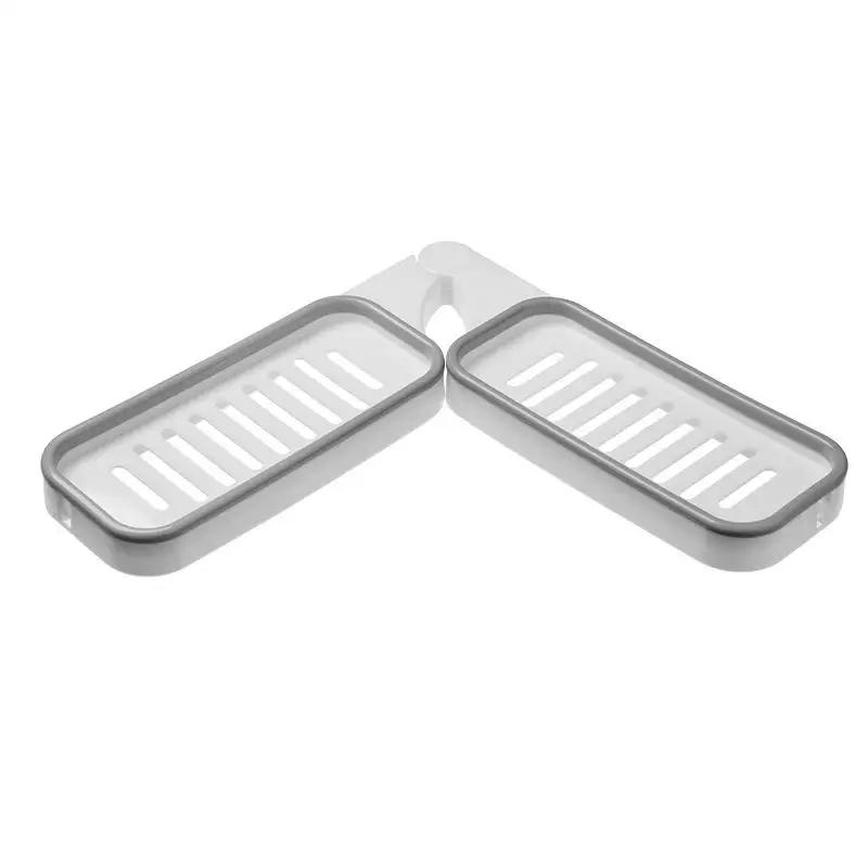 

Складные угловые полки для хранения вещей, настенный унитаз для ванной комнаты без перфорации, вращающаяся полка, держатель для слива, полка без дрели серый