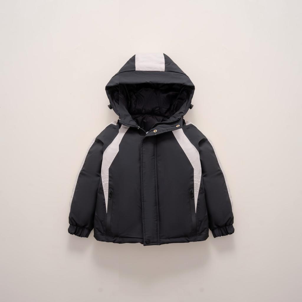 Hooded children's tooling jacket thickened down jacket medium and older children's thickened jacket trendy men's and women's children's clothing