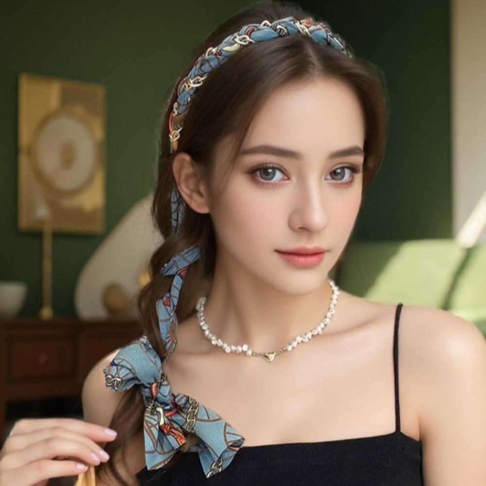 Kwiatowa Opaska do Włosów z Wstążki Regulowana Kokarda Pleciona Opaska do Włosów dla Kobiet Dziewcząt Dzieci