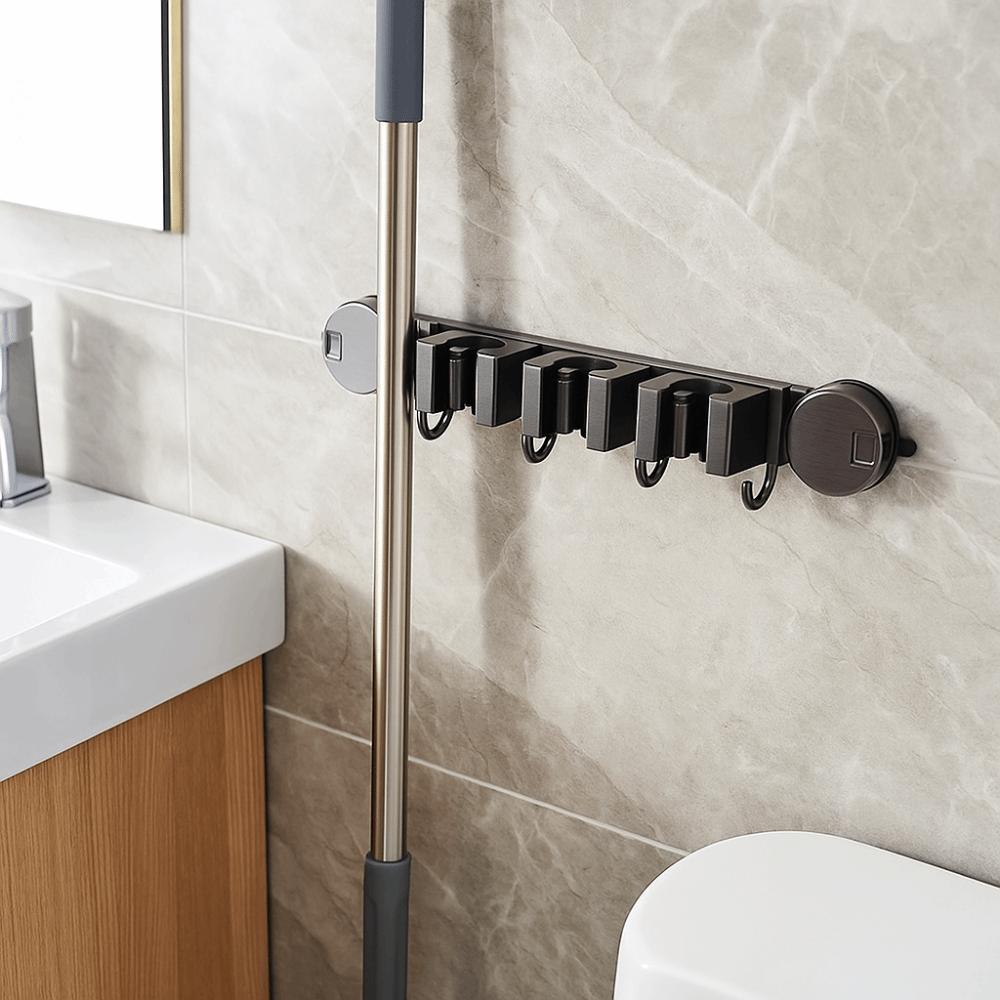 Wall Mounted Mop Clip with Hook Hook Shelf Multi Functional Broom Storage Rack  Home Storage