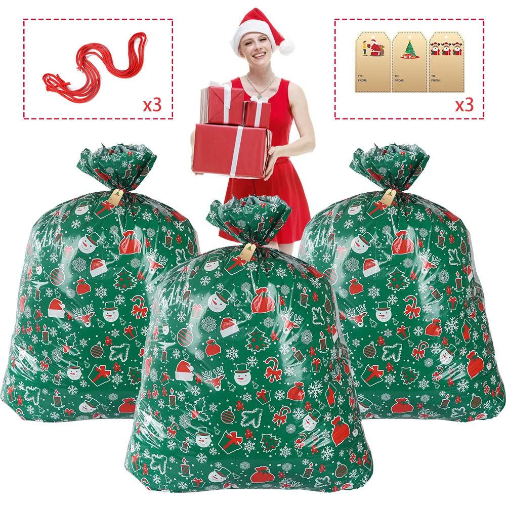 Christmas Large Drawstring Gift Bag Candy Bag 2025 Merry Christmas Decoration for Home Navidad New Year Large Cookie Packaging