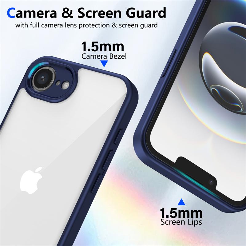 For iPhone 16E SE4 2025 Case Plating Silicone Bumper Shockproof Clear Back Cover Hard Phone Case for Apple iPhone 16E Iphone16E