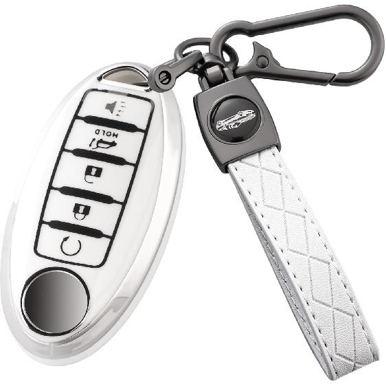 Key Fob Cover with Keychain for Nissan Altima Sentra Rogue Pathfinder Murano Armada Maxima (BLUE)