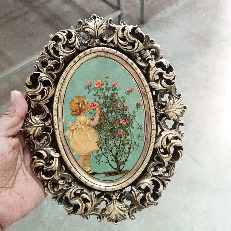 European Style Resin Relief Floral Pattern Photo Frame Picture Frame Photo Display Ornaments Bedroom Home Decor