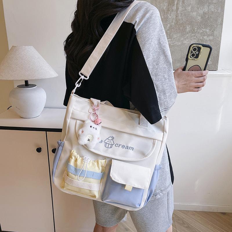Schoolbag Japanese Sweet Large Capacity Crossbody Bag Female Junior High School High School Student Class Handbag Versatile Shoulder Bag Tuition Bag