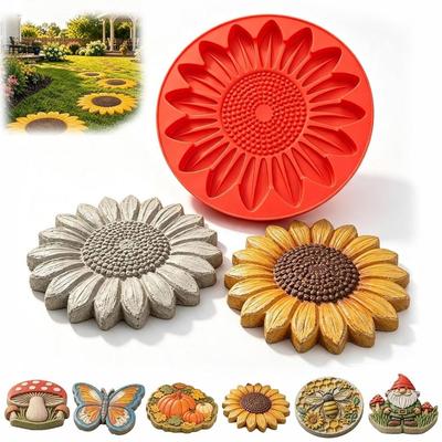 Dekoratives Motiv Sonnenblume Trittsteinform Silikon Runde Pflasterform Gehwegpflaster