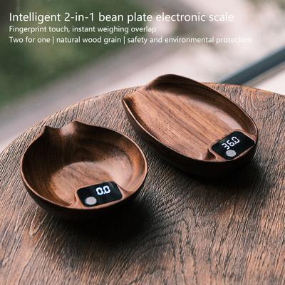 Rechargeable Scale for Accurate Measurements Espresso Weigher Walnut Wood Digital Weighing Scale for Coffee Enthusiasts