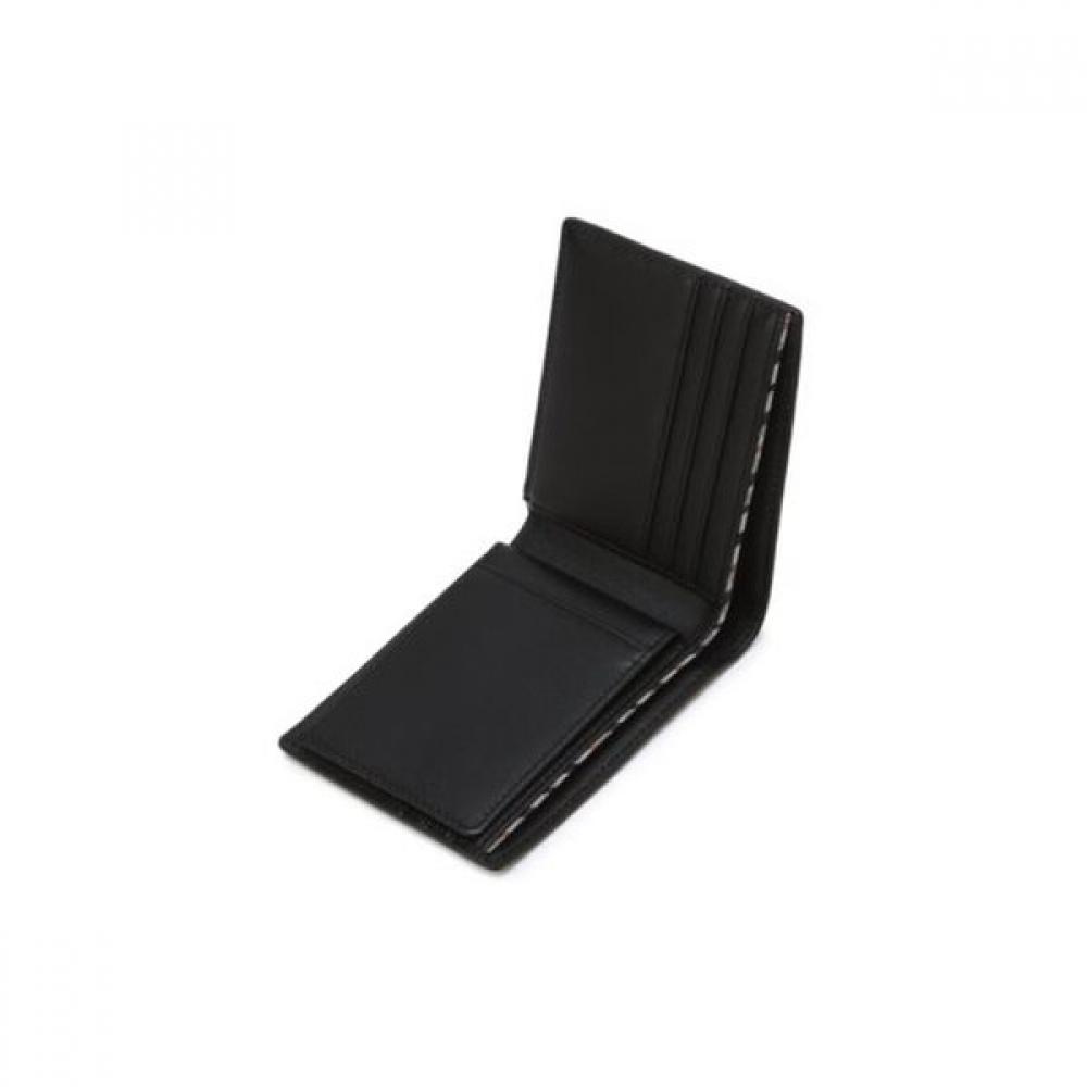Daks Wallet Belt Set Logo Decor Black Bifold Wallet   Black Embossed Leather Aut