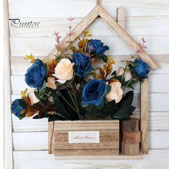 Rustic Home Wall Decoration Wooden Planter, Creative Hanging Flower Pot Basket for Indoor Plants Natural Wood Faux Flowers, Decor Living Room Balcony