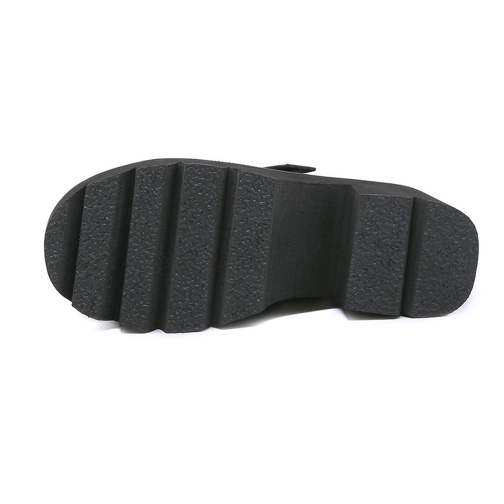 Gdgydh Goth Bat Buckle Mule Sandals for Women Heel Open Toe Thick Platform Summer Shoes Sligbacks Plus Size Black Slip On