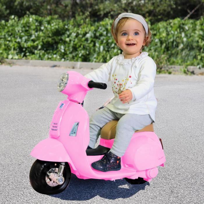 Vespa Électrique Pour Bébé - MGM - Mini GTS Lumineux - Roues Latérales - Rose