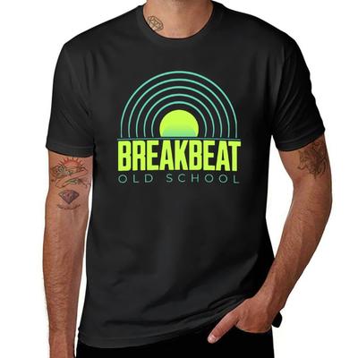 BREAKBEAT - Old School Records (Limette/Blau) T-Shirt Oberteile ästhetische Kleidung Hippie Kleidung neue Ausgabe schwarze T-Shirts für Männer