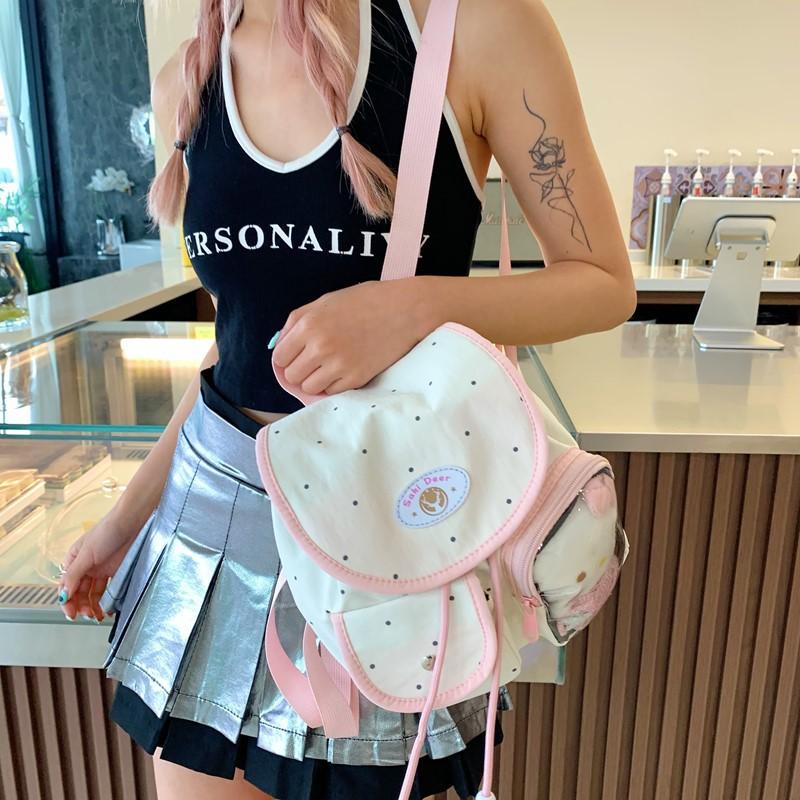 Schoolbag Polka Dot Backpack New Korean Niche Bag Cover Backpack Graduate Cute High-value Schoolbag Japanese Pain Bag