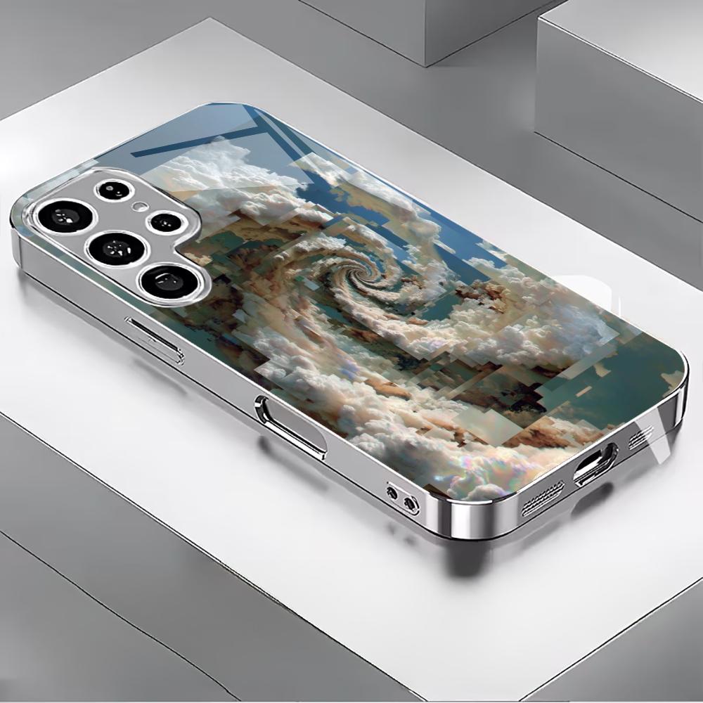 Cloud Layer PhoneCase Simplicity Highend Electroplating Glass PhoneCase for Samsung Galaxy S26 S25 S24 S23 S22 S21 FE,Ultra,Plus