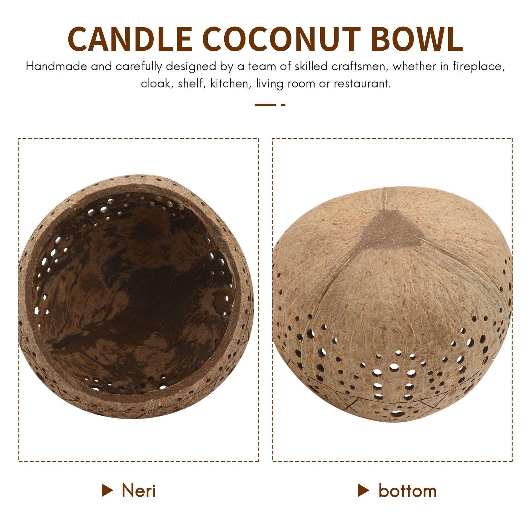 T02C!Candle Coconut Shell Bowl,Candle Holders,Handmade Coconut Shell Candle Holder For Tealight Small Pillar,Storage Bowl