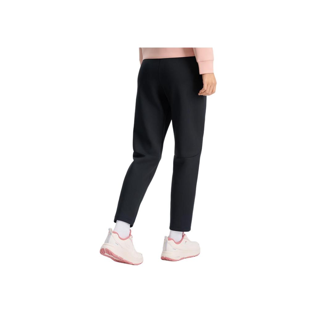 Fila Fitness Athletics Solid Color Simple Comfortable Elastic Knitted Sports Pants Women Bottoms Deep-Black A11W511604F-BK