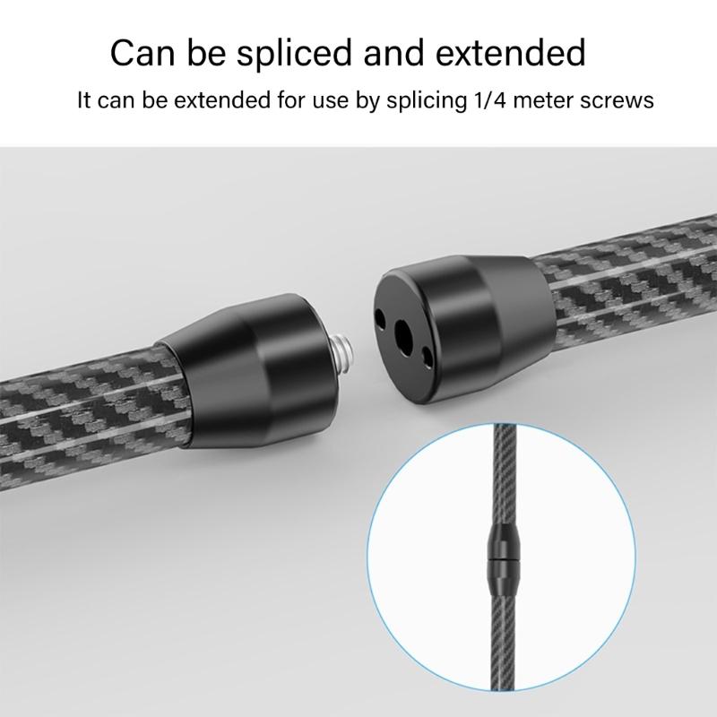 Carbon Fiber 1/4in Camera Screw Extension Rod Selfie Stick Compatible for DSLR Camera Tripod Monopod Light Stand