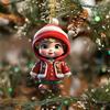 Ornament Cartoon Snowman Santa Claus Pendant 2D Acrylic Xmas Tree
