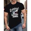 Übergröße Herren Sommer T-Shirt, Hai EMOTIONALER UNTERSTÜTZUNGSTIER Grafikdruck Kurzarm Tees Trend Lässige Oberteile für den Alltag, Große und Lange Männer