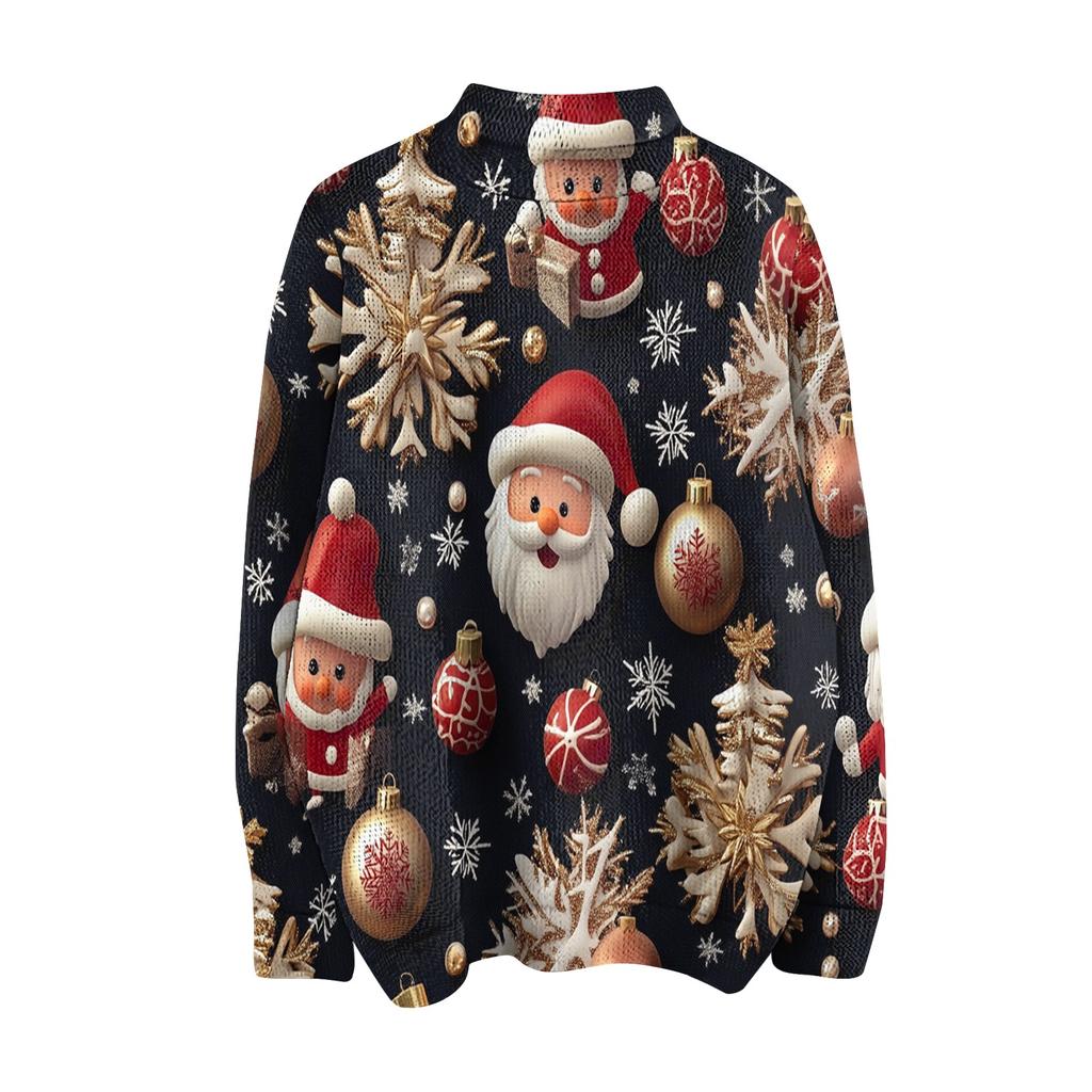 Women's Fashion Crew-neck Casual Long-sleeved Christmas Printed Turtleneck Knitted Top