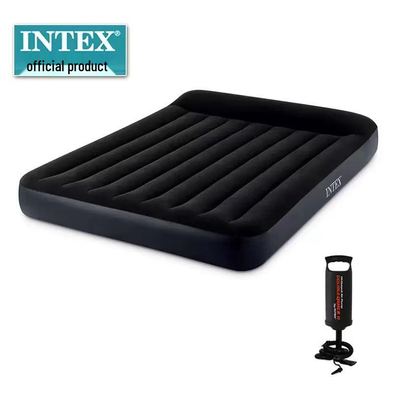 Intex Double Air Mattress with Built-in Pillow - Portable, Thickened, and Simplified Design
