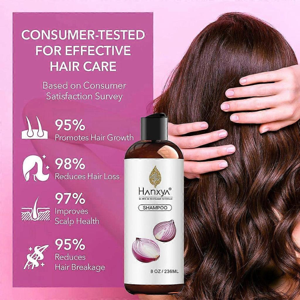 Zwiebel-Shampoo mit Rosmarinöl, Rote Zwiebel & Zimtextrakt für Haarwachstum, Gegen Haarausfall, 236ml
