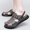 Fashion Luxury Brand Men Sandals 2024 Summer Toe Wrap Sandals Anti-slip Leather Sandals Soft Sole Slippers Breathable Casual Brown Shoes