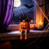 Spooky Home Accents Halloween Sitting Leg-Dangled Planter, Funny Long Leg Succulent Plant Pot Whimsical Window Display Ornaments with Pumpkin