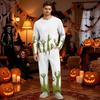 Men's Halloween Pajama Set Long Sleeve with Buttoned Crotch and Elastic Drawstring Waist Sleepwear