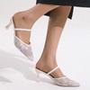 Fashion Elegant Floral High Heels Sandals for Women Plus Size Mesh Breathable Pointed Toe Slippers Summer Light Thin Heeled Shoes