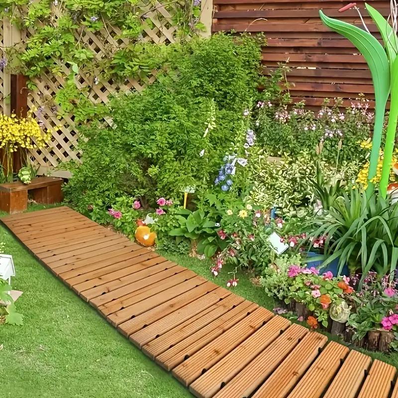8 Ft Weather Resistant Wooden Garden Pathway for Wedding Party Patio Decorative Roll Out Pavers Suitable for Backyard Outside