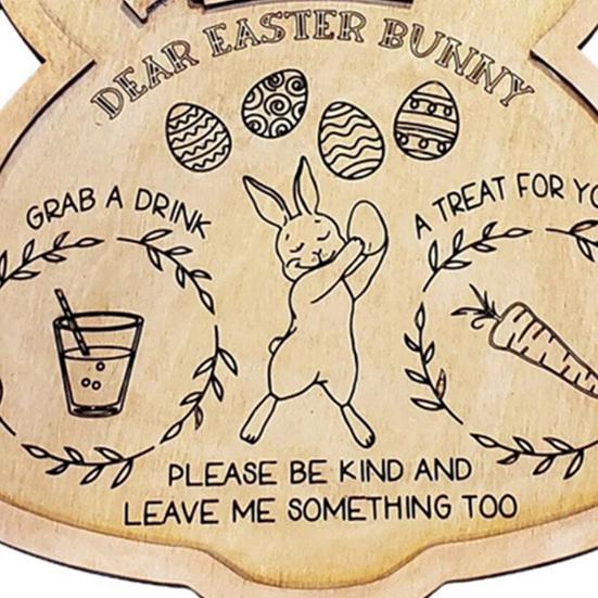 Easter Bunny Treat Wooden Fruits Candies Desserts Serving Tray Tray Rabbit Shape Appetizer Snacks Food