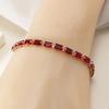 Charm Female White Rainbow Pink Green Red Zircon Stone Rectangle Bracelet Gold Color Wedding Jewelry For Women