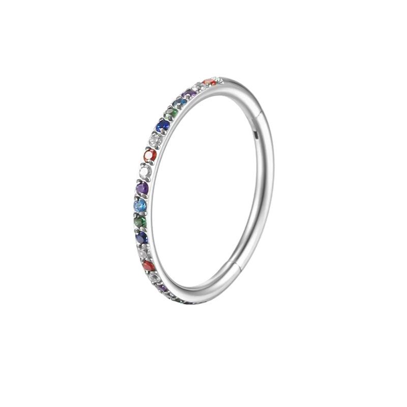 

Титановое кольцо для носа G23 с плоской площадкой и цирконом в форме бриллианта - трансграничные пирсинг-украшения. 1.2x8mm