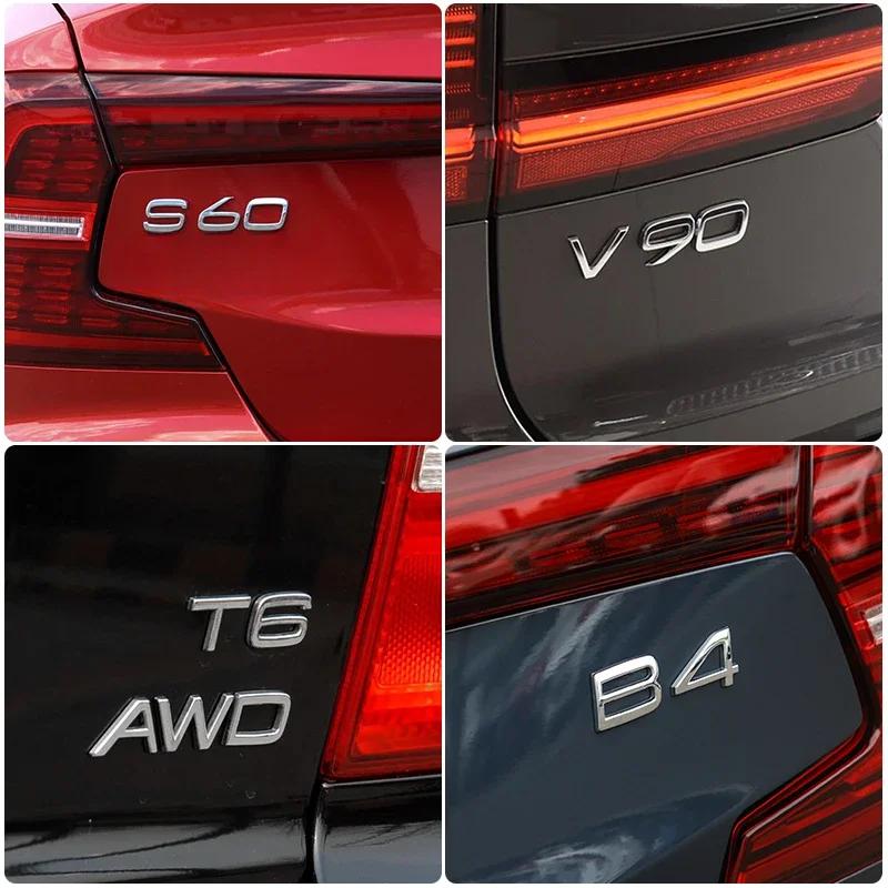 3D Chrome ABS Car Letters For Volvo XC60 XC90 S60 S80 S60L V40 V60 T5 T6 AWD Emblem Badge Logo Sticker Trunk Accessories